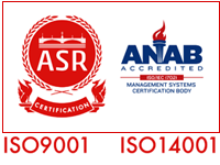ISO認証ロゴ(ISO9001、ISO14001)