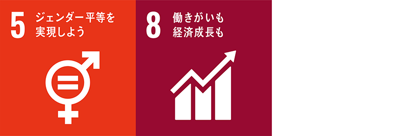 SDGSの取り組み目標、5、8のアイコン